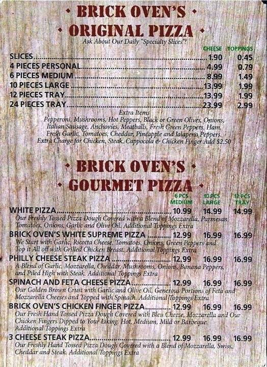 Brick Oven Pizzeria - Tonawanda, NY menu_pic