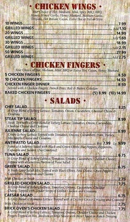 Brick Oven Pizzeria - Tonawanda, NY menu_pic