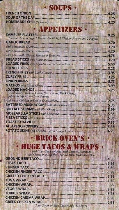 Brick Oven Pizzeria - Tonawanda, NY menu_pic