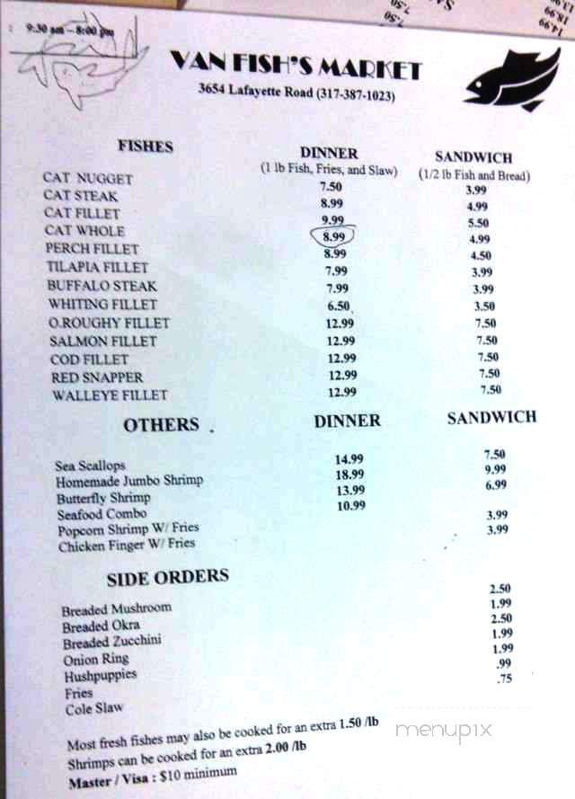 Van's Fish Market - Indianapolis, IN menu_pic