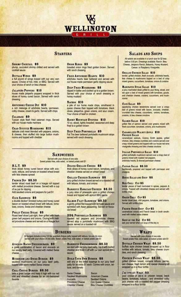 Wellington Grill - Wellington, CO menu_pic