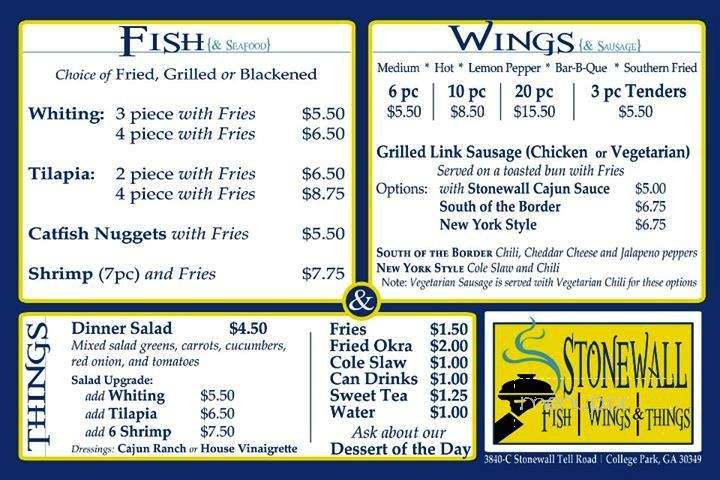 Stonewall Fish Wings and Things - Atlanta, GA menu_pic