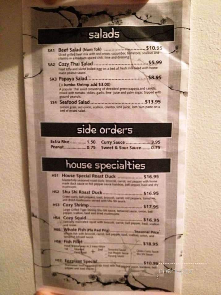 Cozy Thai - Hamburg, NY menu_pic