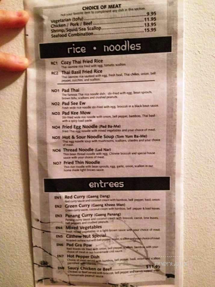 Cozy Thai - Hamburg, NY menu_pic