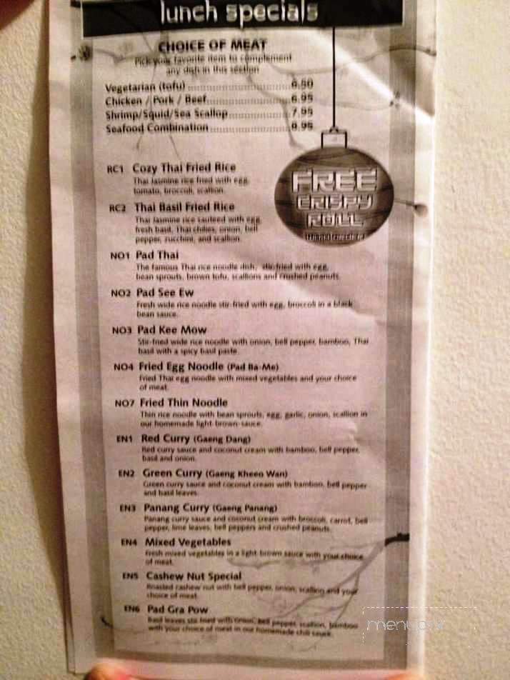 Cozy Thai - Hamburg, NY menu_pic