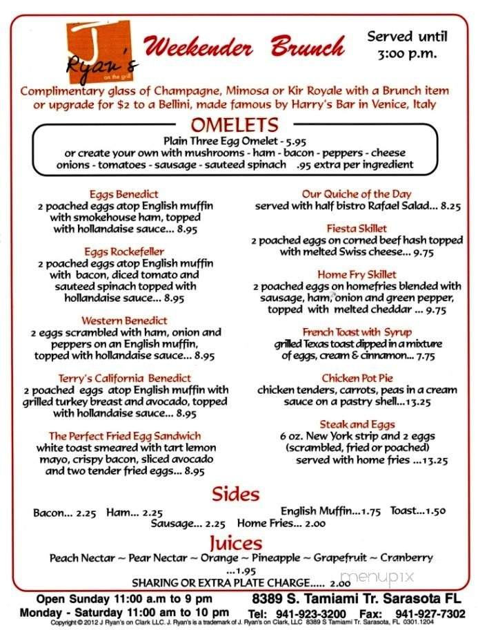 J Ryans on Clark - Sarasota, FL menu_pic