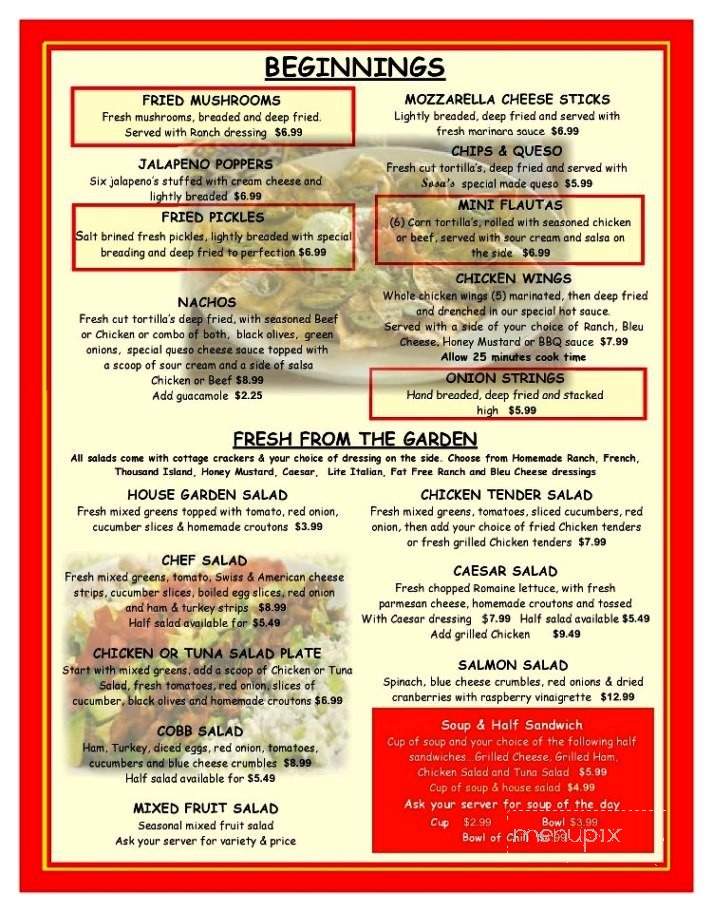 Sosa's 39th Street Diner - Kansas City, MO menu_pic