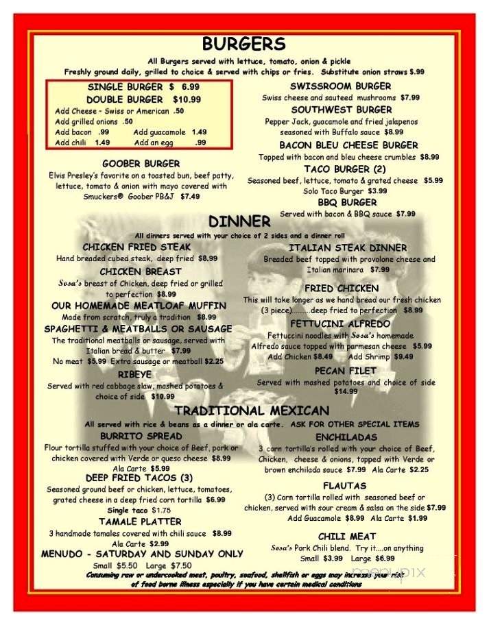 Sosa's 39th Street Diner - Kansas City, MO menu_pic