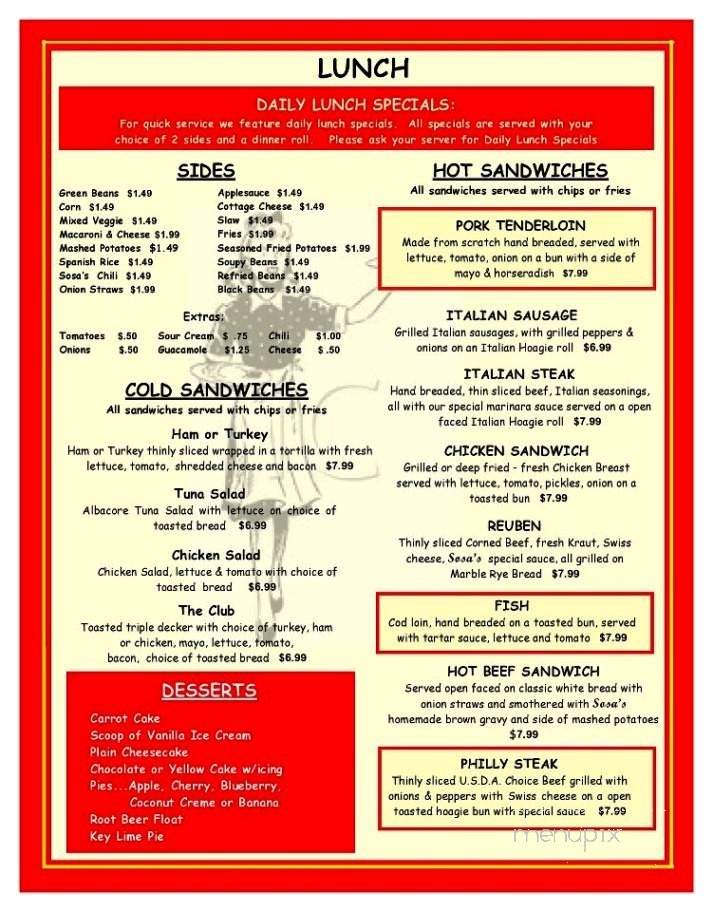 Sosa's 39th Street Diner - Kansas City, MO menu_pic