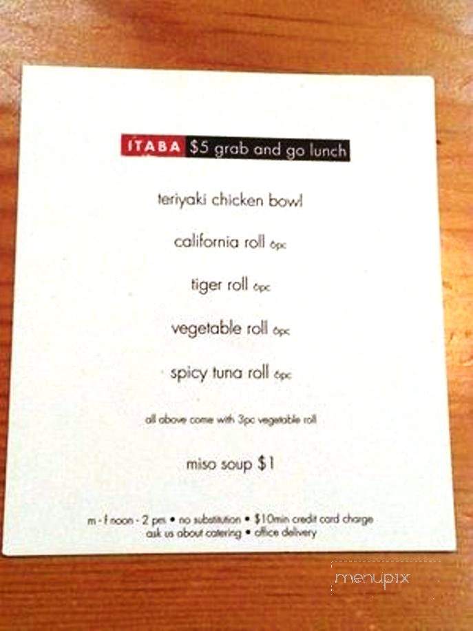 Itaba kitchen & sushi - Oakland, CA menu_pic
