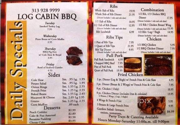 Log Cabin Barbeque Restaurant - Ecorse, MI menu_pic