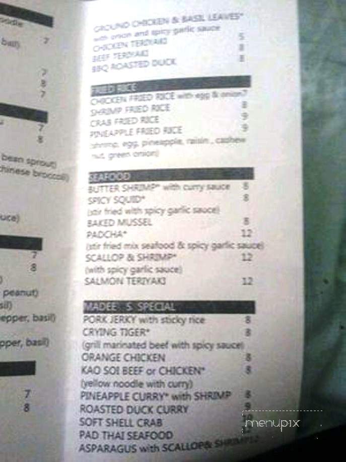 Madee Thai Kitchen - Costa Mesa, CA menu_pic