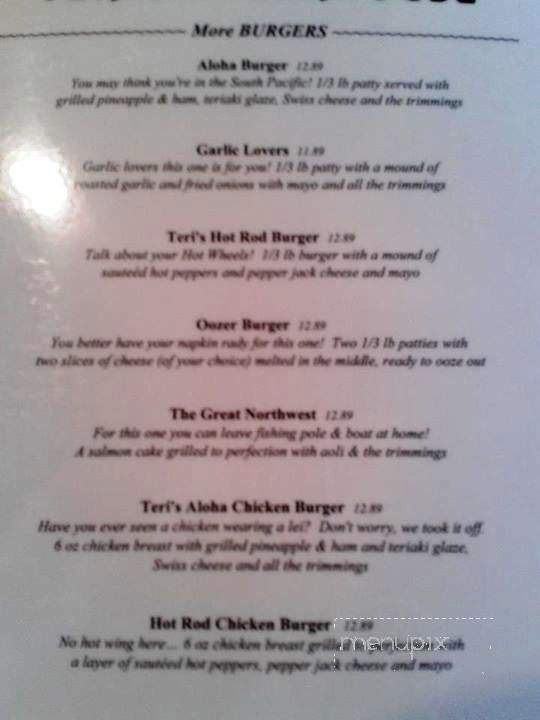 Teri's Steakhouse - Aberdeen, WA menu_pic