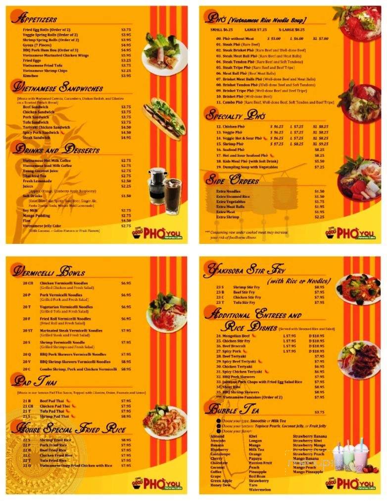 Good Pho You - Lynnwood, WA menu_pic