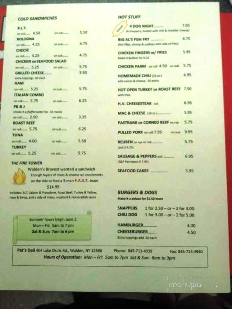 Pat's Deli - Walden, NY menu_pic