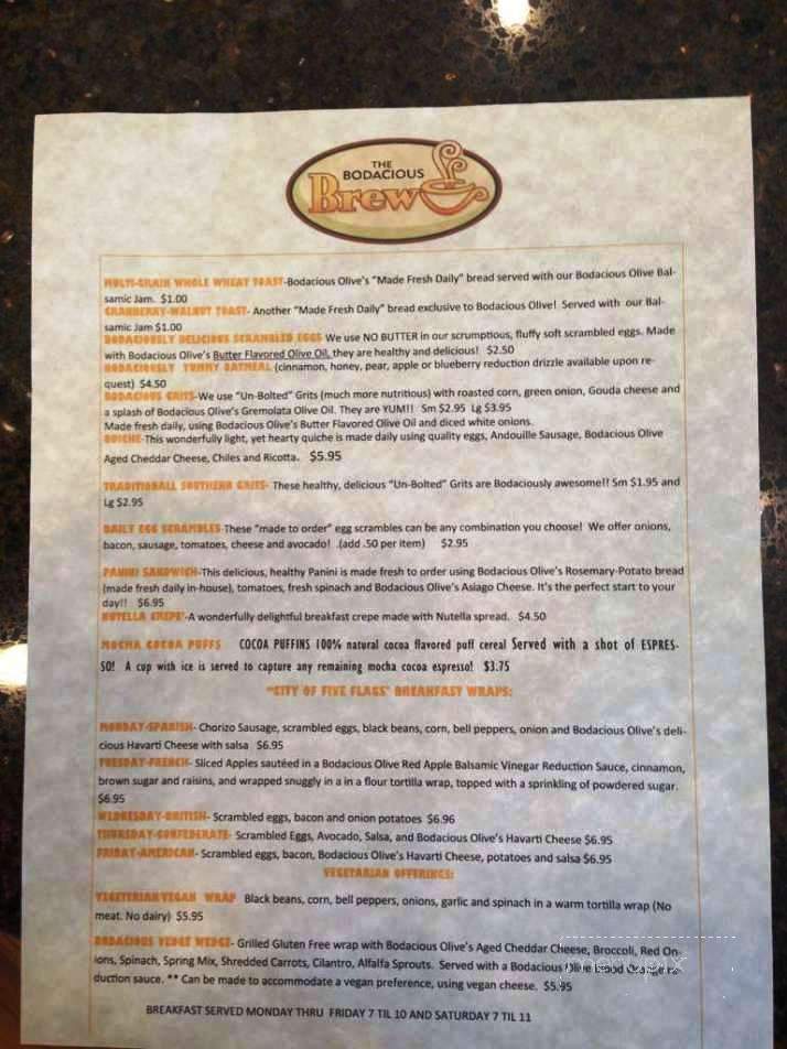 Bodacious Brew - Pensacola, FL menu_pic