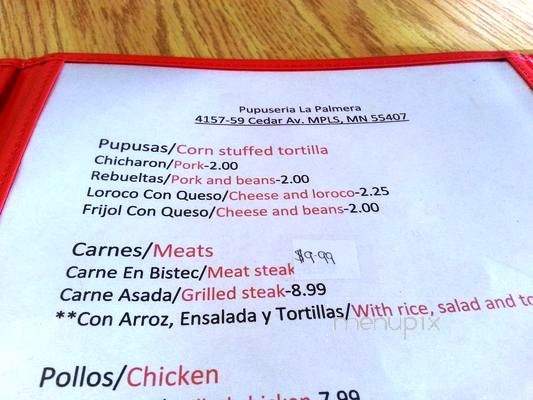 Pupuseria la Palmera - Minneapolis, MN menu_pic