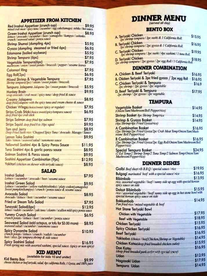 Irashai - Fairbanks, AK menu_pic