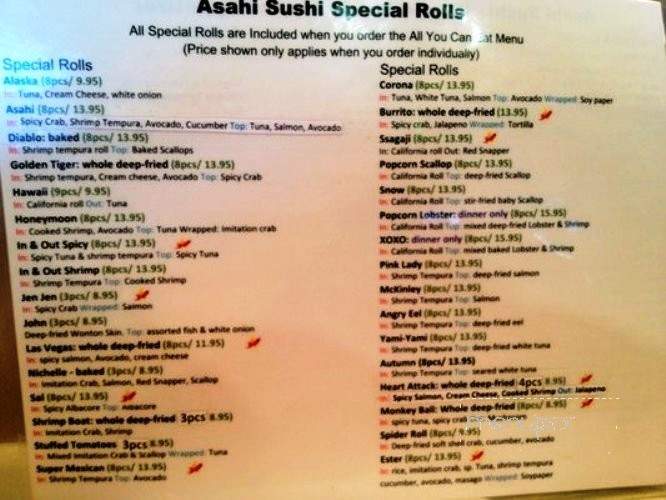 Asahi Japanese Restaurant - Corona, CA menu_pic