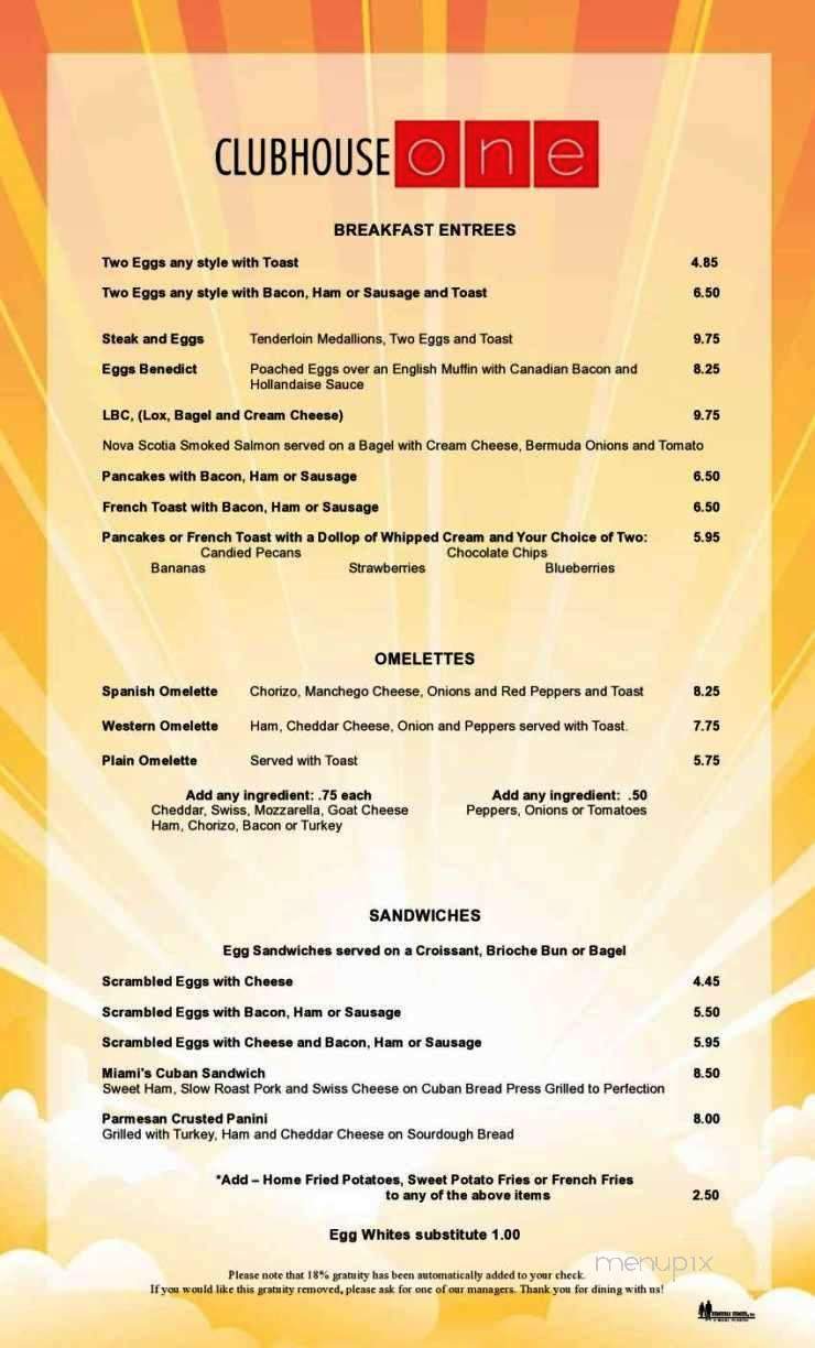 Clubhouse One - Miami, FL menu_pic