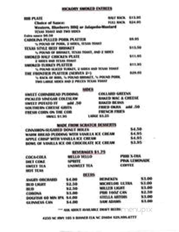 Frontier Barbecue - Banner Elk, NC menu_pic