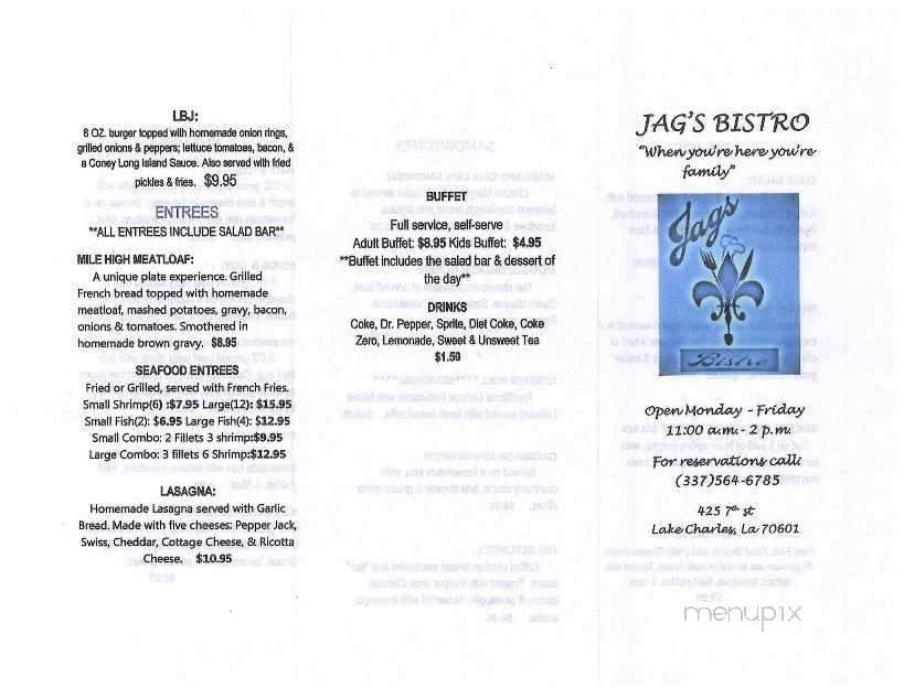 Jag's Bistro - Lake Charles, LA menu_pic