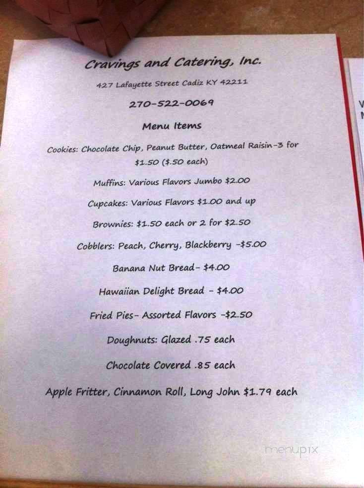 Cravings Catering Inc - Cadiz, KY menu_pic