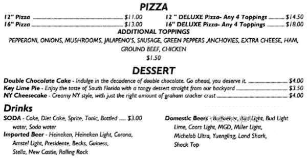 Beaches Bar Grill - Miami Beach, FL menu_pic
