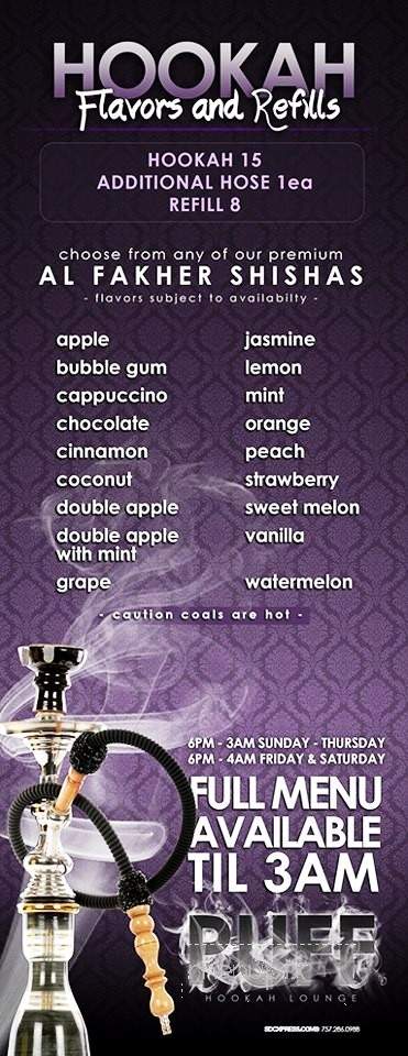 Hookahs Lounge &Lounge - Virginia Beach, VA menu_pic
