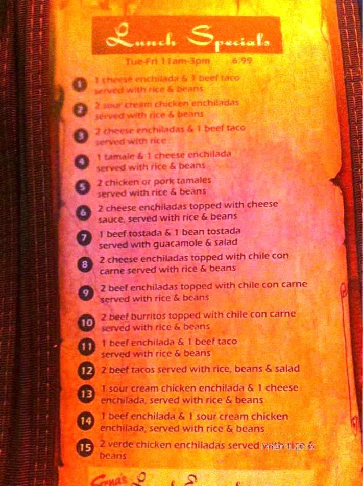 Serna's Mexican Cuisine - Gainesville, TX menu_pic