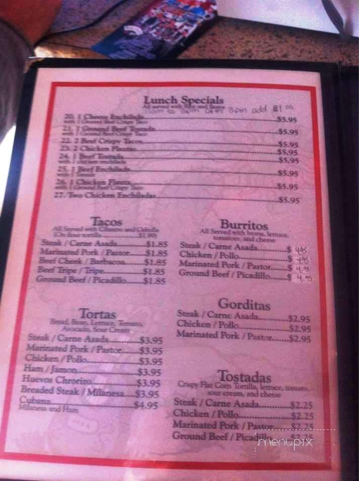 Aranda's Mexican Grill - Lawton, OK menu_pic