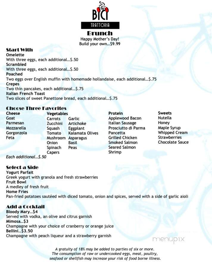 Bici Trattoria - St Petersburg, FL menu_pic