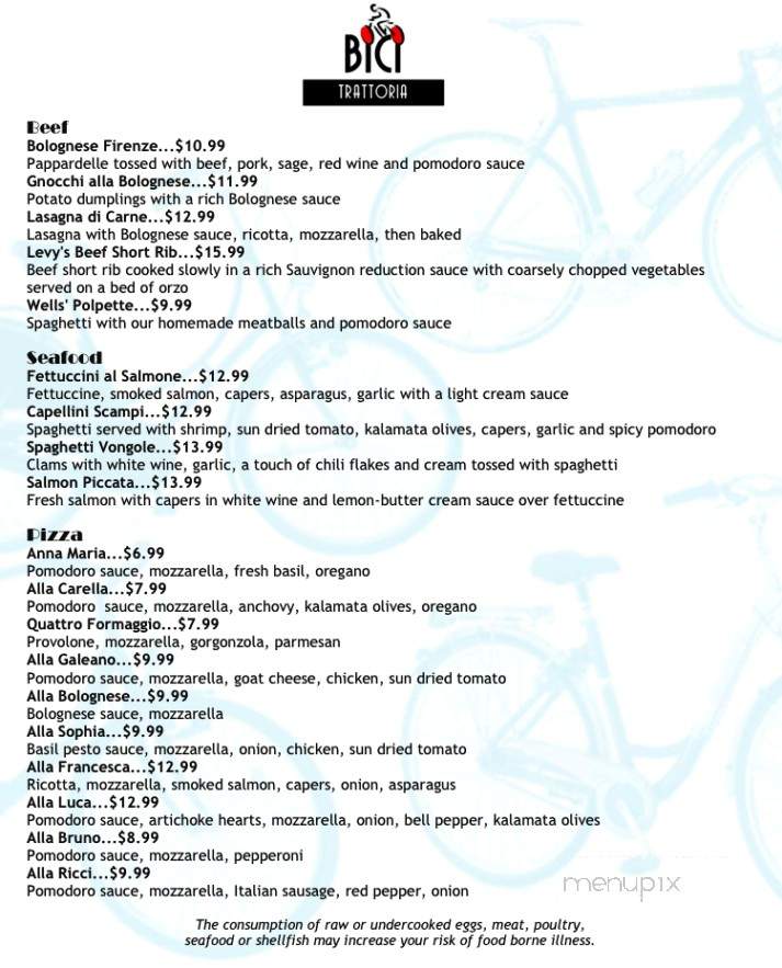 Bici Trattoria - St Petersburg, FL menu_pic