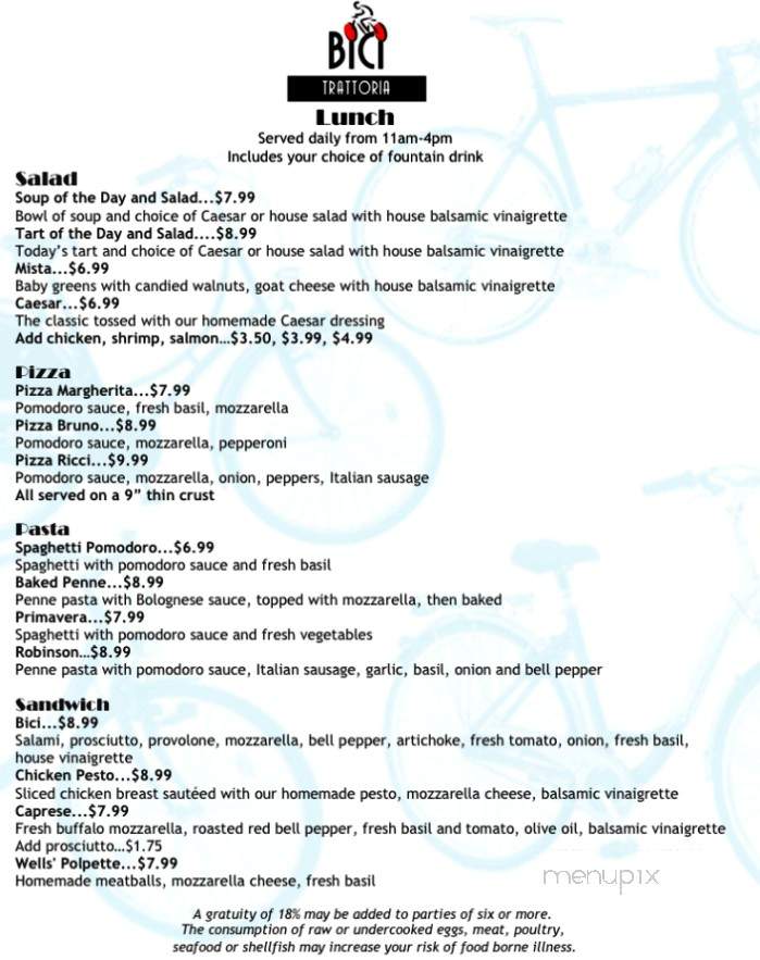Bici Trattoria - St Petersburg, FL menu_pic