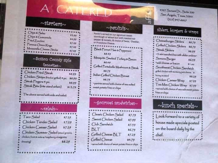 A Catered Affair Restaurant - San Angelo, TX menu_pic