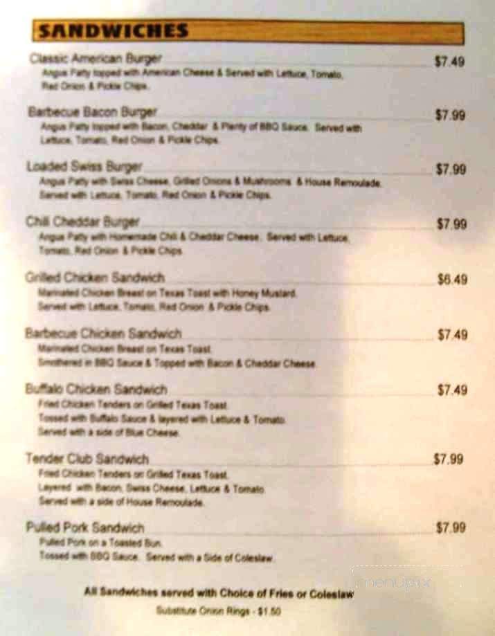 Lone Oak Bar & Grill - Nicholasville, KY menu_pic