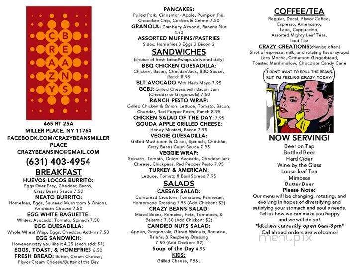 Crazy Beans - Miller Place, NY menu_pic
