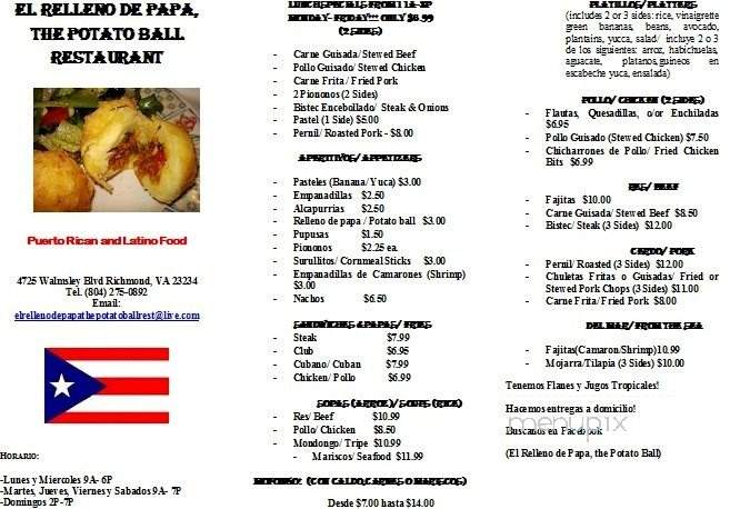 El Relleno De Papa - Richmond, VA menu_pic