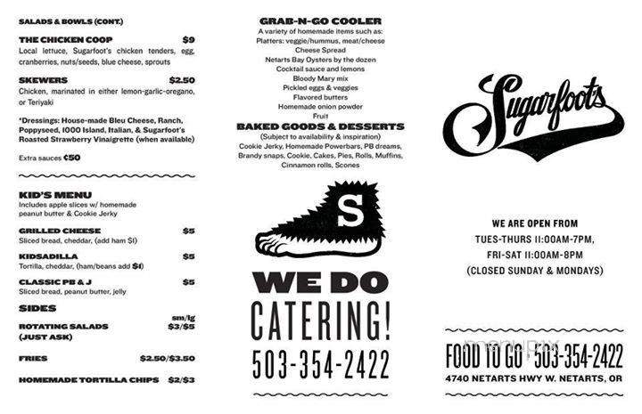 Sugarfoot's - Tillamook, OR menu_pic