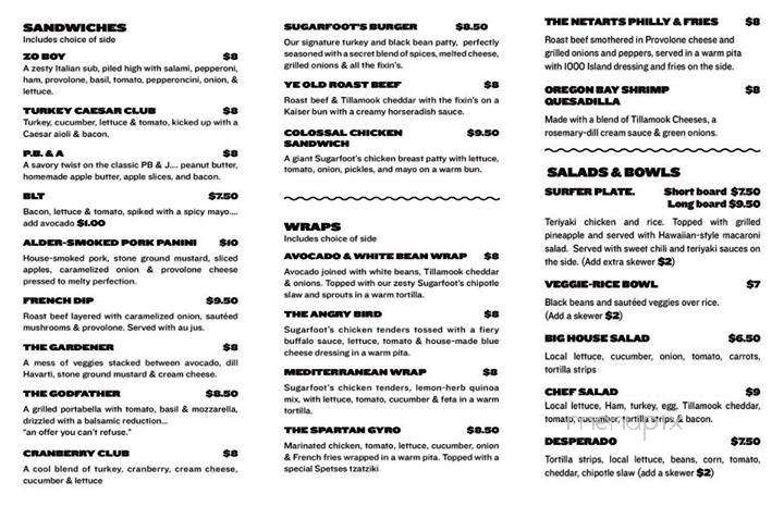 Sugarfoot's - Tillamook, OR menu_pic
