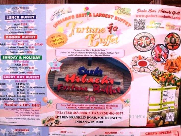 Fortune Buffet - Indiana, PA menu_pic