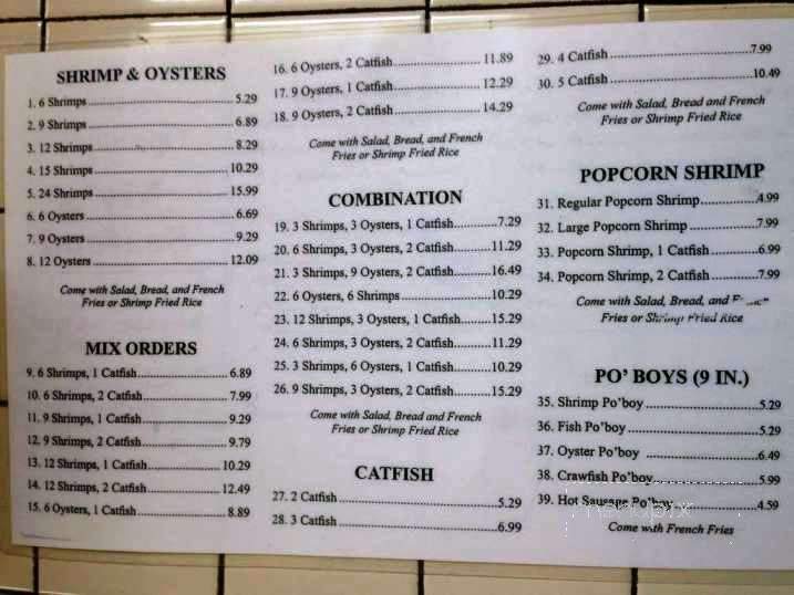 My's Seafood - Baton Rouge, LA menu_pic