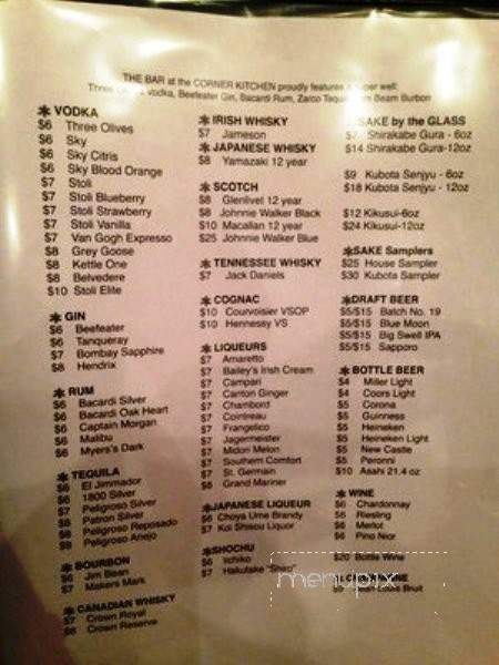The Corner Kitchen - Honolulu, HI menu_pic
