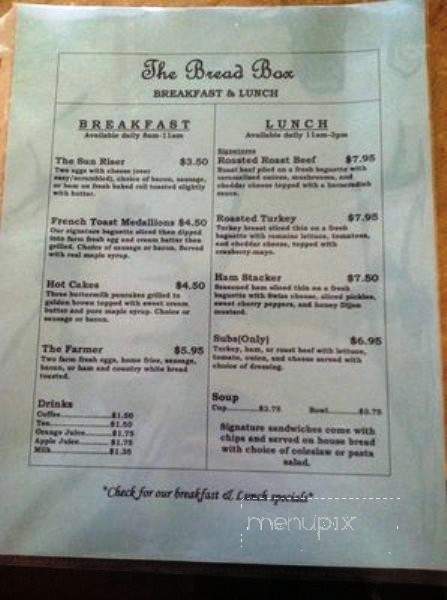 The Bread Box - Stuyvesant, NY menu_pic