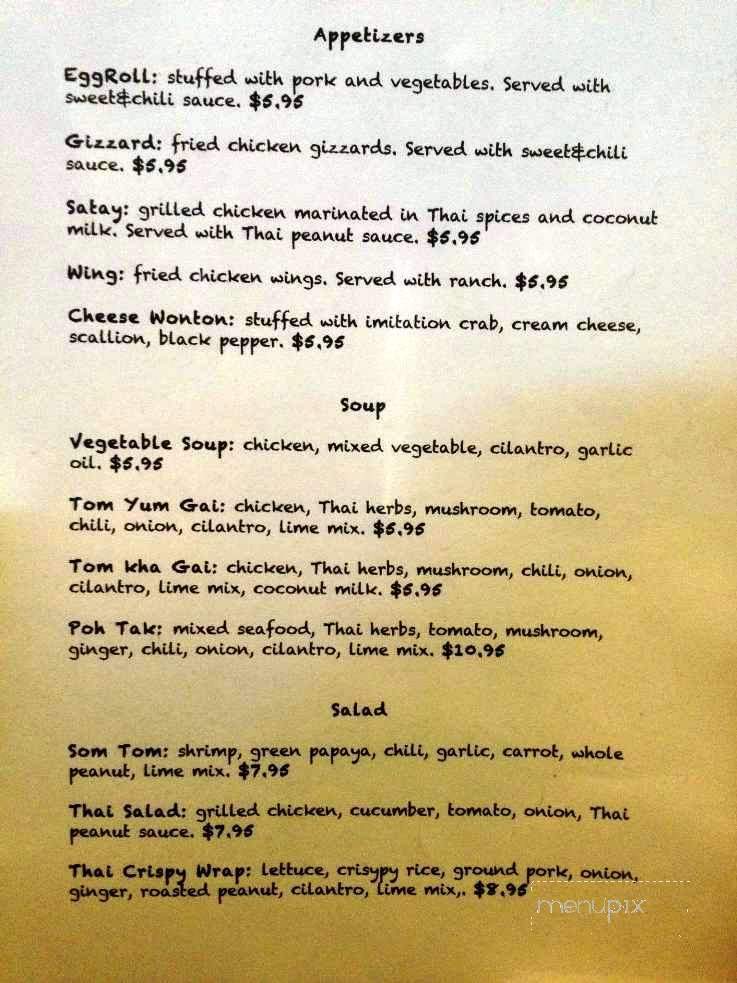 Thai Chef Cafe - El Paso, TX menu_pic
