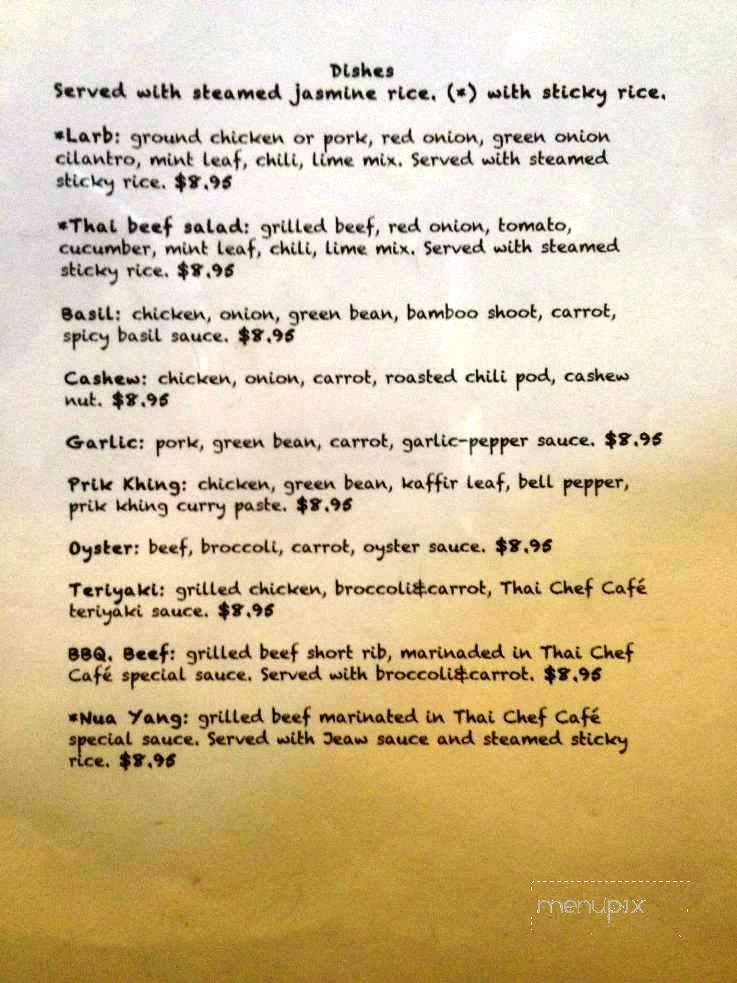 Thai Chef Cafe - El Paso, TX menu_pic