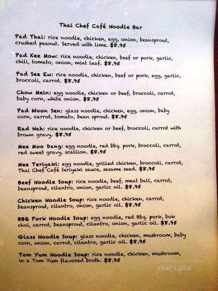 Thai Chef Cafe - El Paso, TX menu_pic