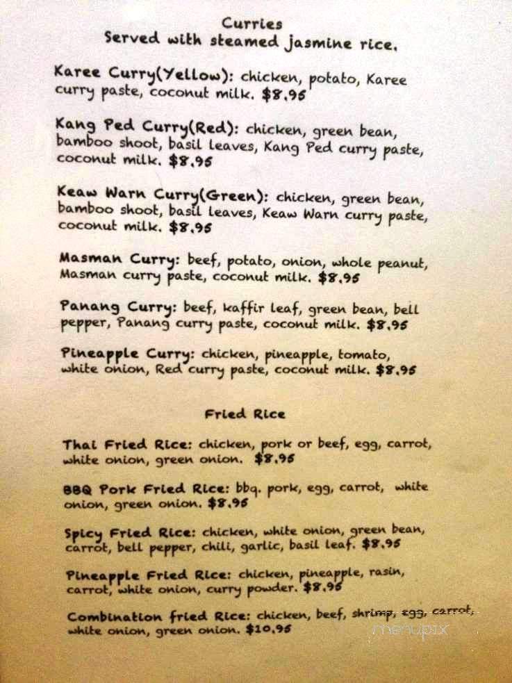 Thai Chef Cafe - El Paso, TX menu_pic