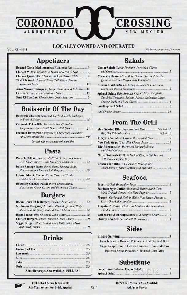 Coronado Crossing - Albuquerque, NM menu_pic