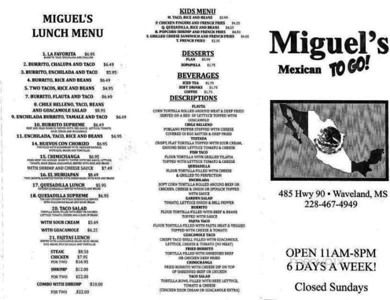 /380184668/Miguels-Mexican-on-the-Go-Waveland-MS - Waveland, MS